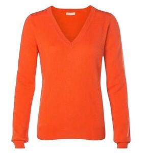 STYLEMINT Cashmere V-Neck Sweater in Vibrant Orange Size 3 — see measurements
